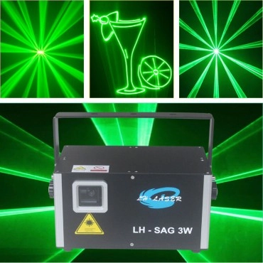 Free Shipping DMX512 3W Green Color Laser Disco Lighting